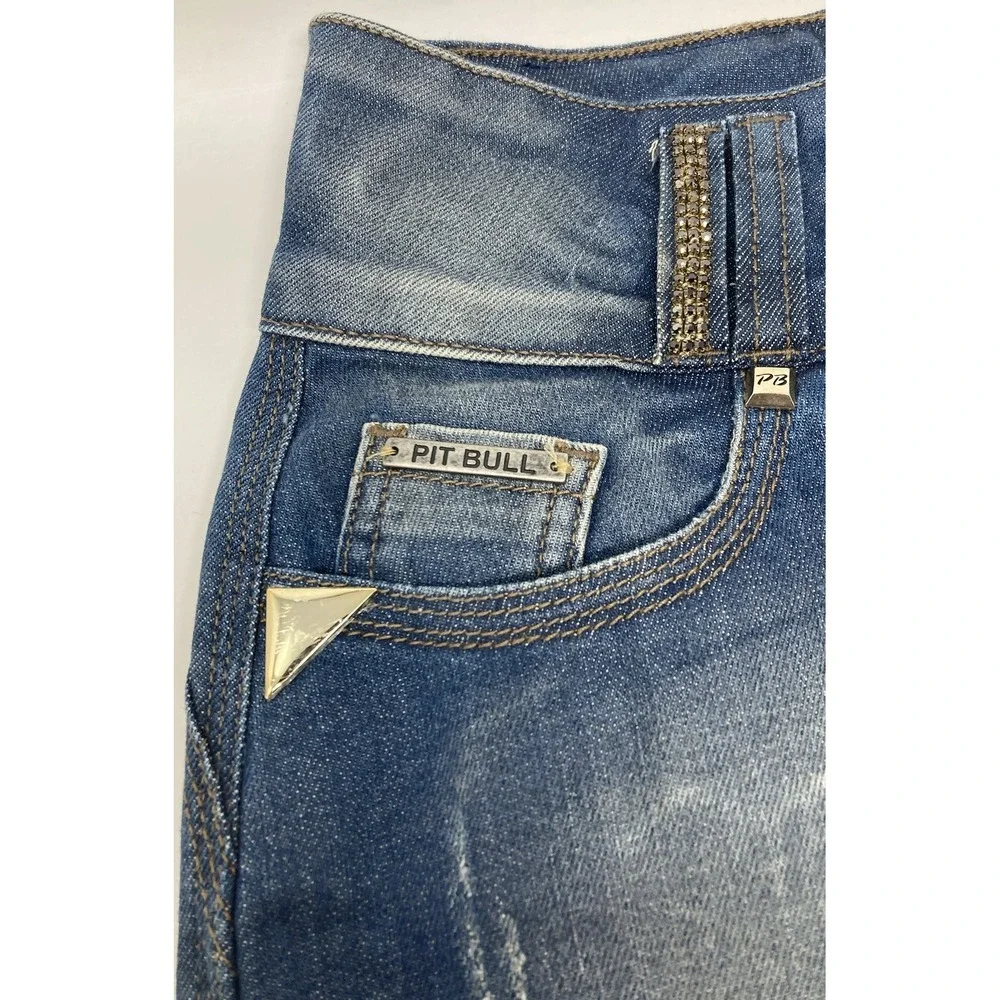 Pit Bull Denim Jean Skirt Embroidered Butt Lift Pads‎ Women's Brazil 42 US 7/8